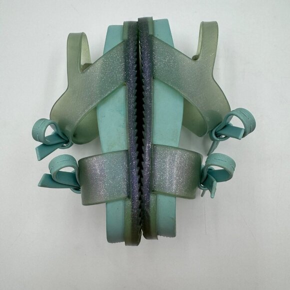 Mini Melissa X Jason Wu Aqua Green Cosmic Sandals Girls Size 8 With Bow Detail - Picture 6 of 10